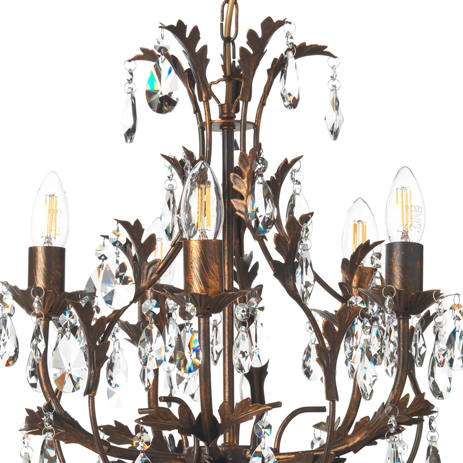 Kristall-Hängeleuchte 4706/5 - Bronzefarben, KONVENTIONELL, Glas/Metall (42/80cm)