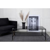 Couchtisch Dipp - Messingfarben/Schwarz, Design, Glas/Metall (130/60/48cm) - Livetastic