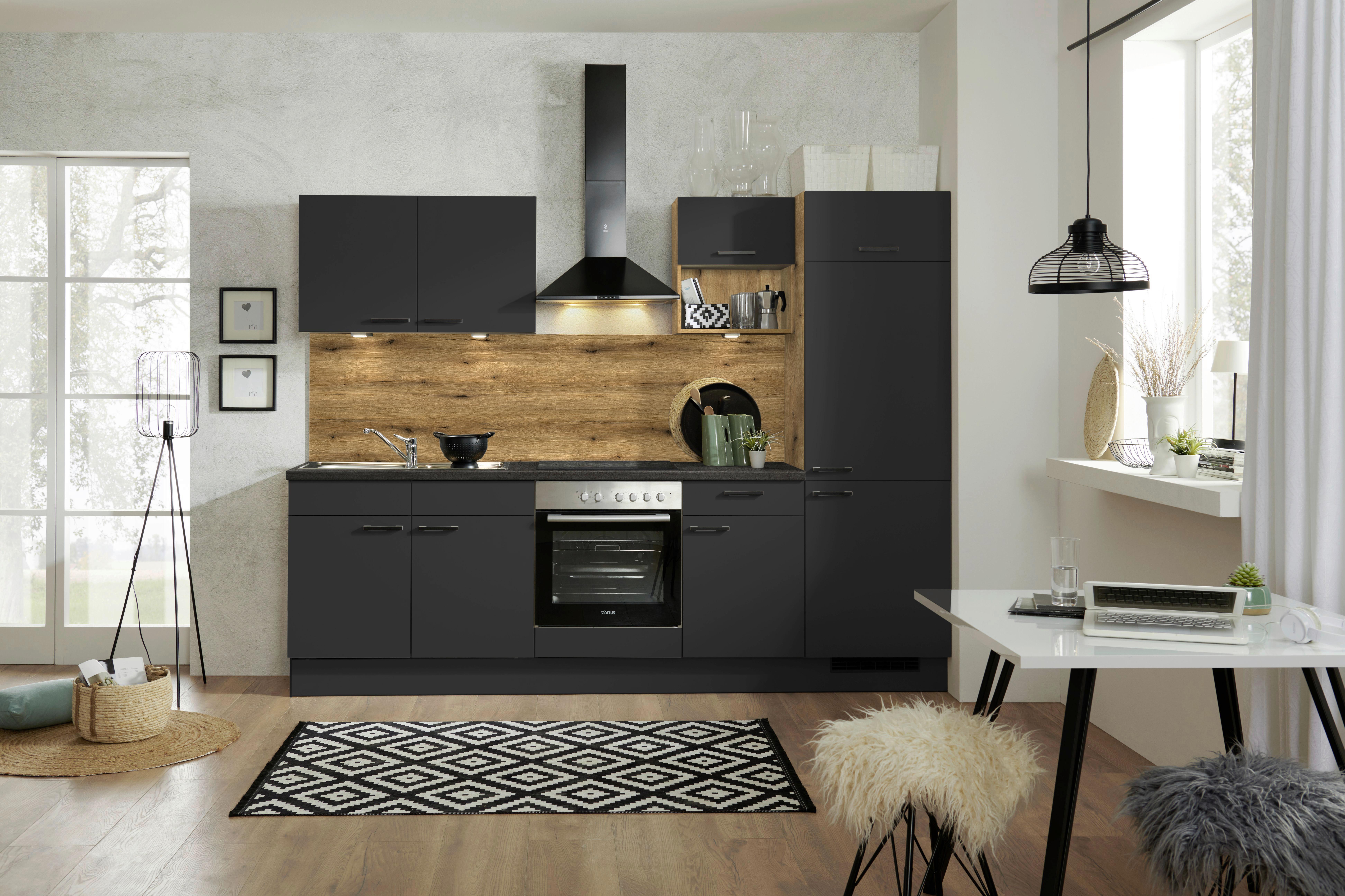 Küchenzeile mit Geräten 270 cm Graphit - MODERN, Holzwerkstoff/Kunststoff (270cm) - Pino
