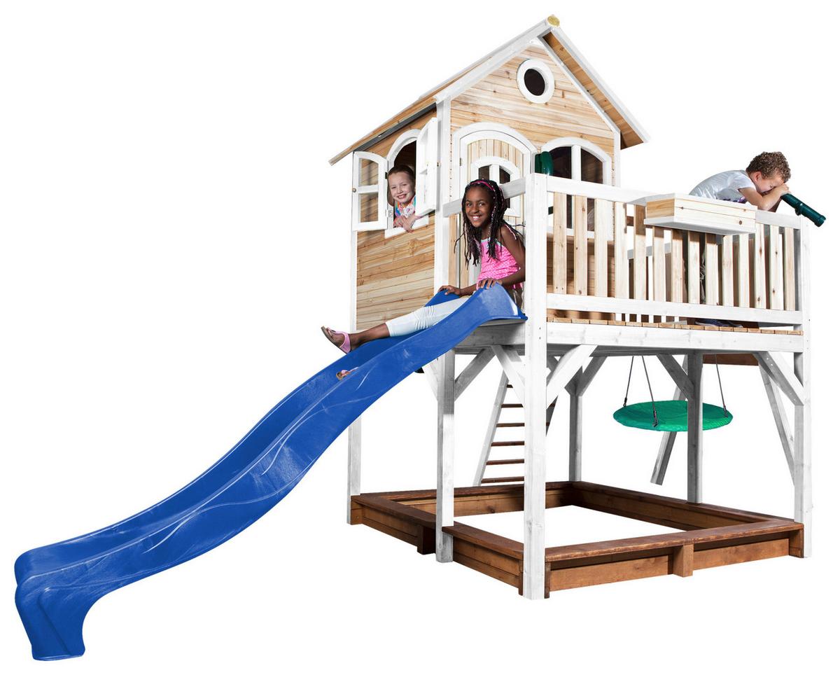 Spielturm A030.154.31 - Blau/Braun, KONVENTIONELL, Holz (613/291/277cm) - Ambia Garden