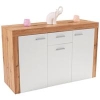 Kommode B 133,9cm Focus Wotan Eiche Dekor/weiß - Eichefarben/Schwarz, MODERN, Holzwerkstoff (133,9/79/39cm)