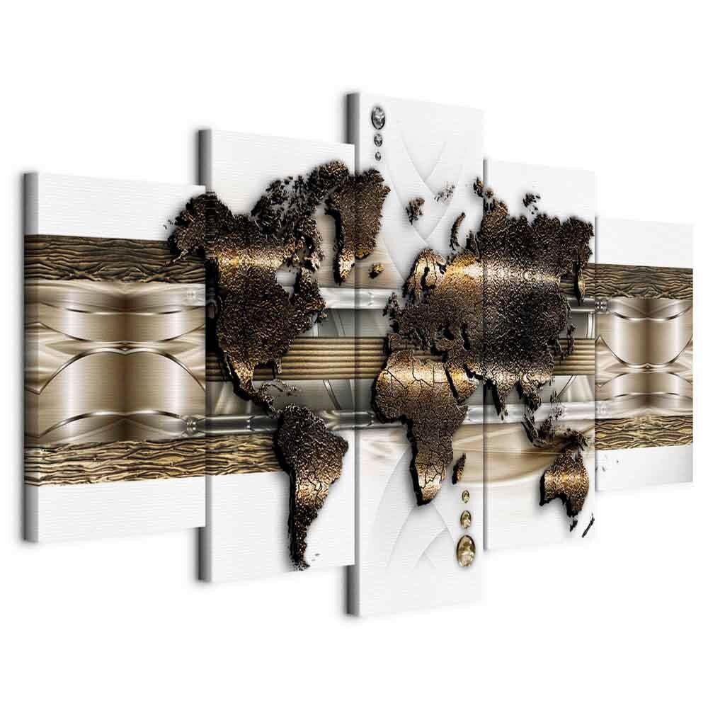 Leinwandbild World Weiß Goldfarben B: 200 cm