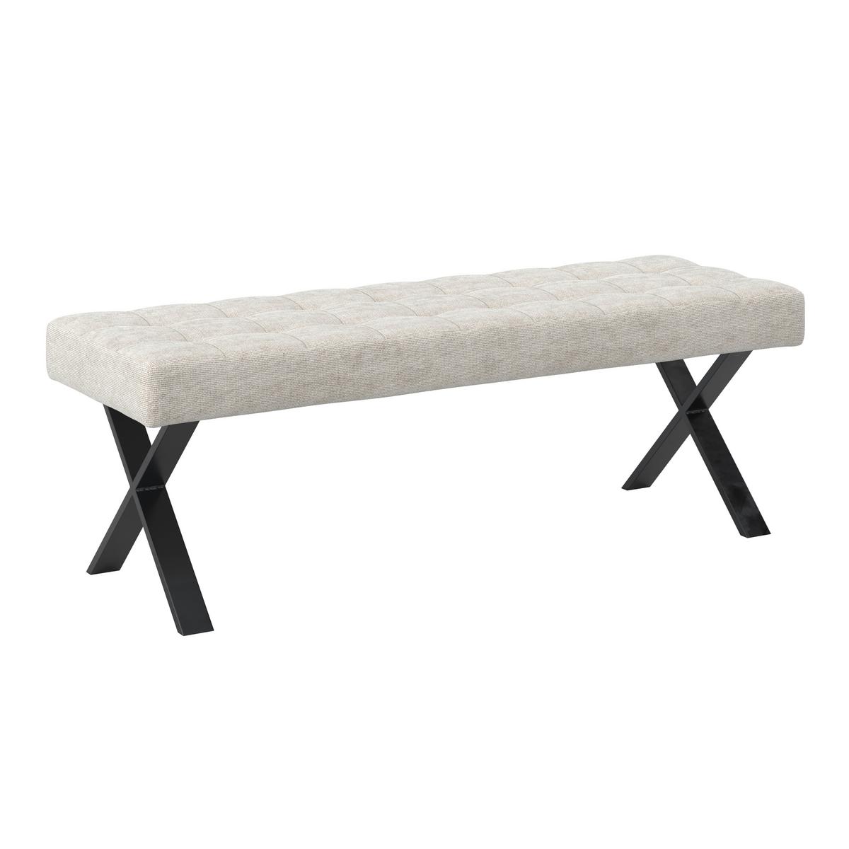 Sedací lavice NOVA - černá/světle šedá, Moderní, kov/dřevo (140/49/47cm) - Bessagi Home