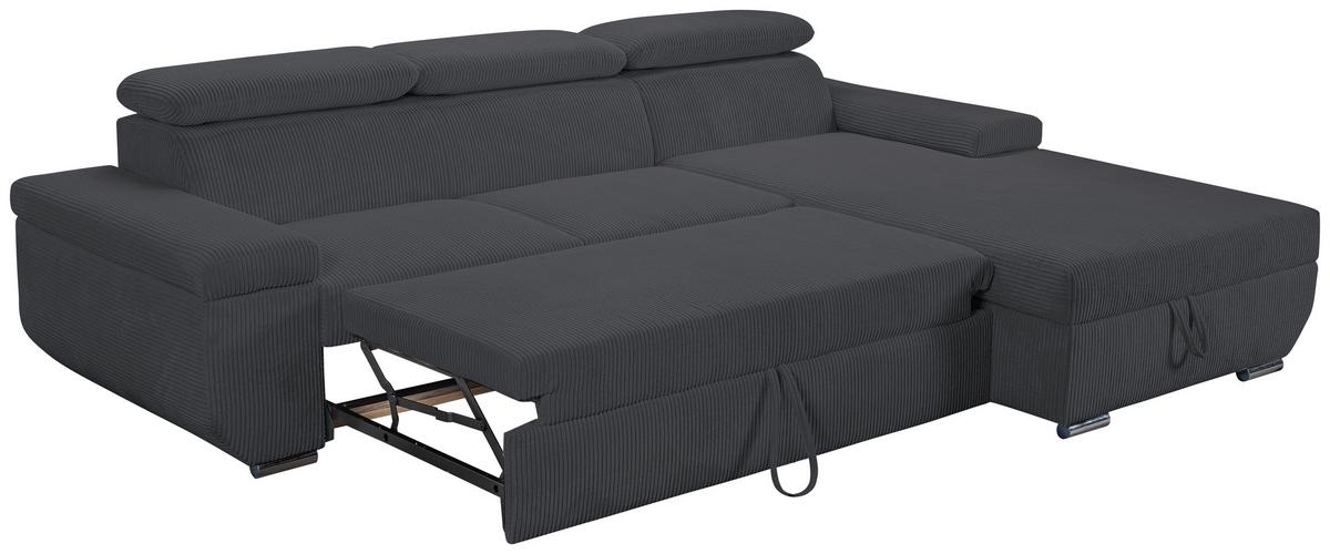 Sofa Lars Dunkelgrau, Lf: 146x240 Cm - Chromfarben/Anthrazit, Design, Textil (268/189cm) - Livetastic