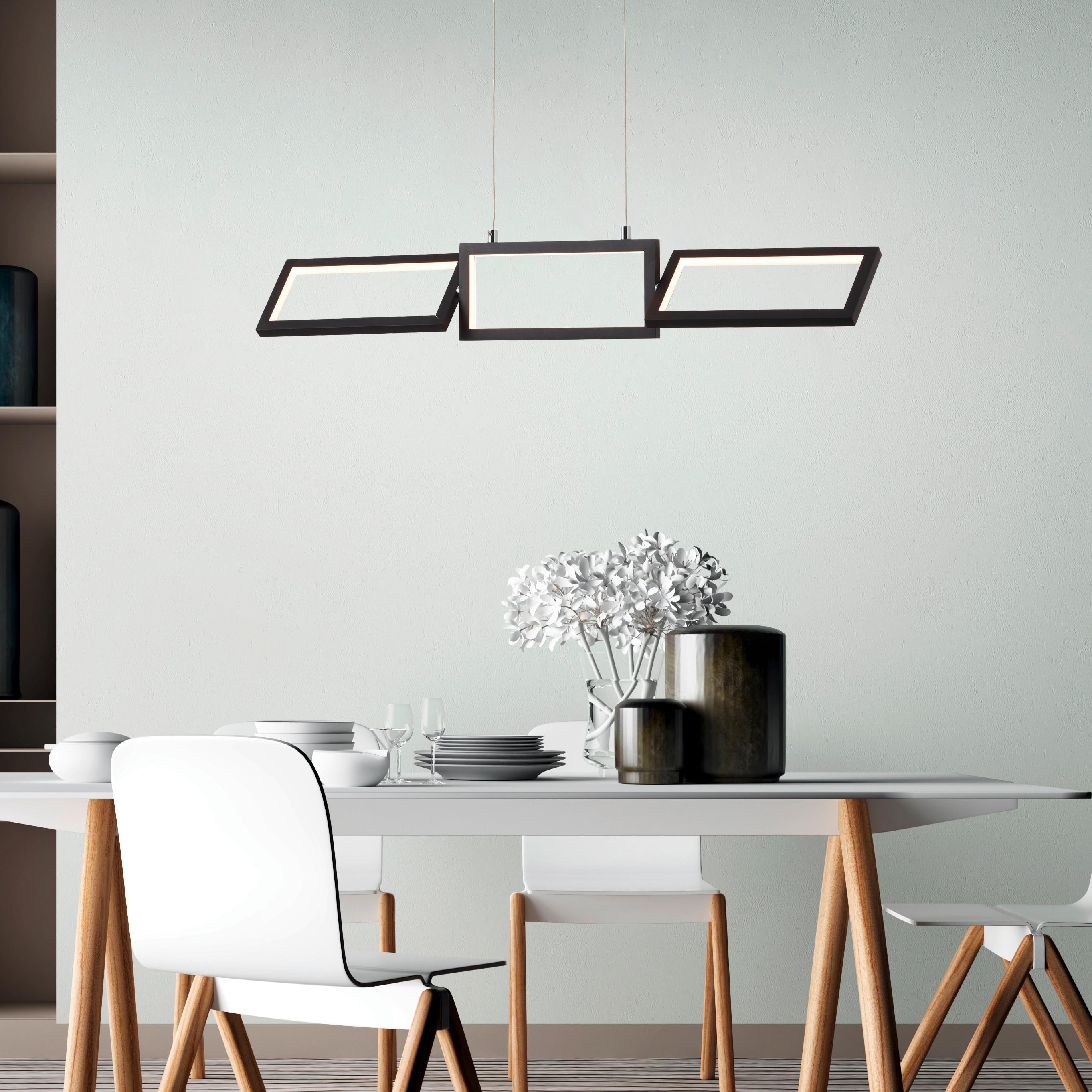 LED-Hängeleuchte Ranut H: 120 cm 3-Flammig - Schwarz, Design, Kunststoff/Metall (80,5/12/120cm) - Brilliant