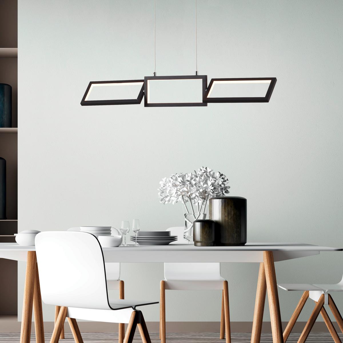 LED-Hängeleuchte Ranut H: 120 cm 3-Flammig - Schwarz, Design, Kunststoff/Metall (80,5/12/120cm) - Brilliant