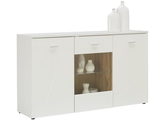 Kommode mit Glaselement + Beleuchtung B 150cm Storm Weiß - Eichefarben/Weiß, MODERN, Glas/Holzwerkstoff (150/88/42cm) - MID.YOU Kommode mit Glaselement + Beleuchtung B 150cm Storm Weiß - Eichefarben/Weiß, MODERN, Glas/Holzwerkstoff (150/88/42cm) - MID.YOU