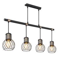 Hängeleuchte H: 120 cm 4-Flammig, Schwarz/Gold - Goldfarben/Schwarz, Trend, Textil/Metall (87/12/120cm) - Globo