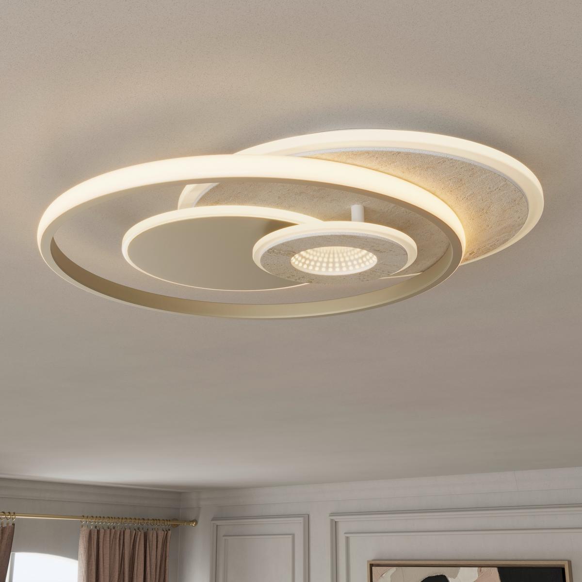 LED-DECKENLEUCHTE CARA - Sandfarben/Champagner, Basics, Kunststoff/Metall (42l) - Luca Bessoni