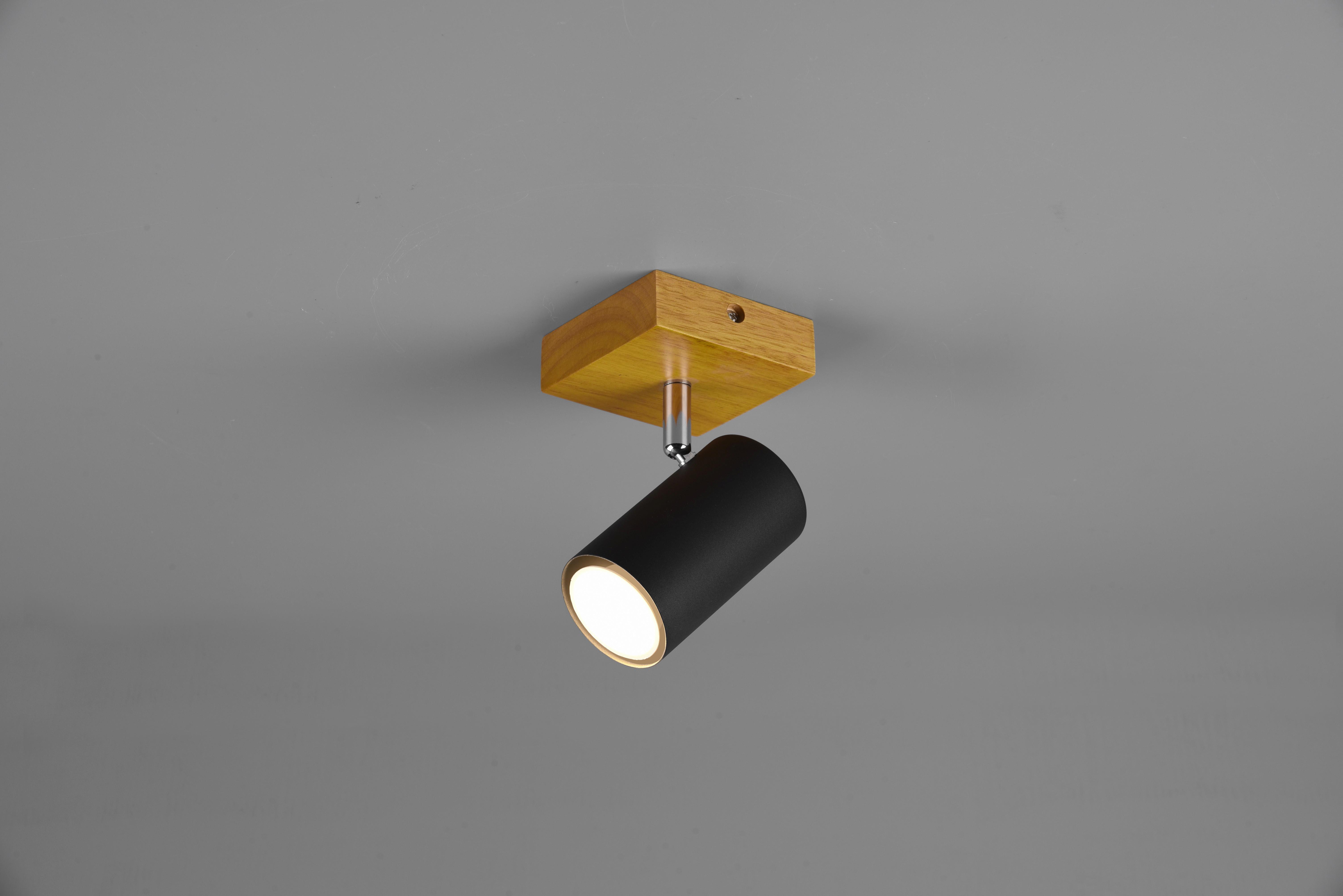 Strahler Spot Marley 1-Flammig verstellbar L: 9 cm - Schwarz, Design, Holz/Metall (9/16/12cm) - Trio Leuchten