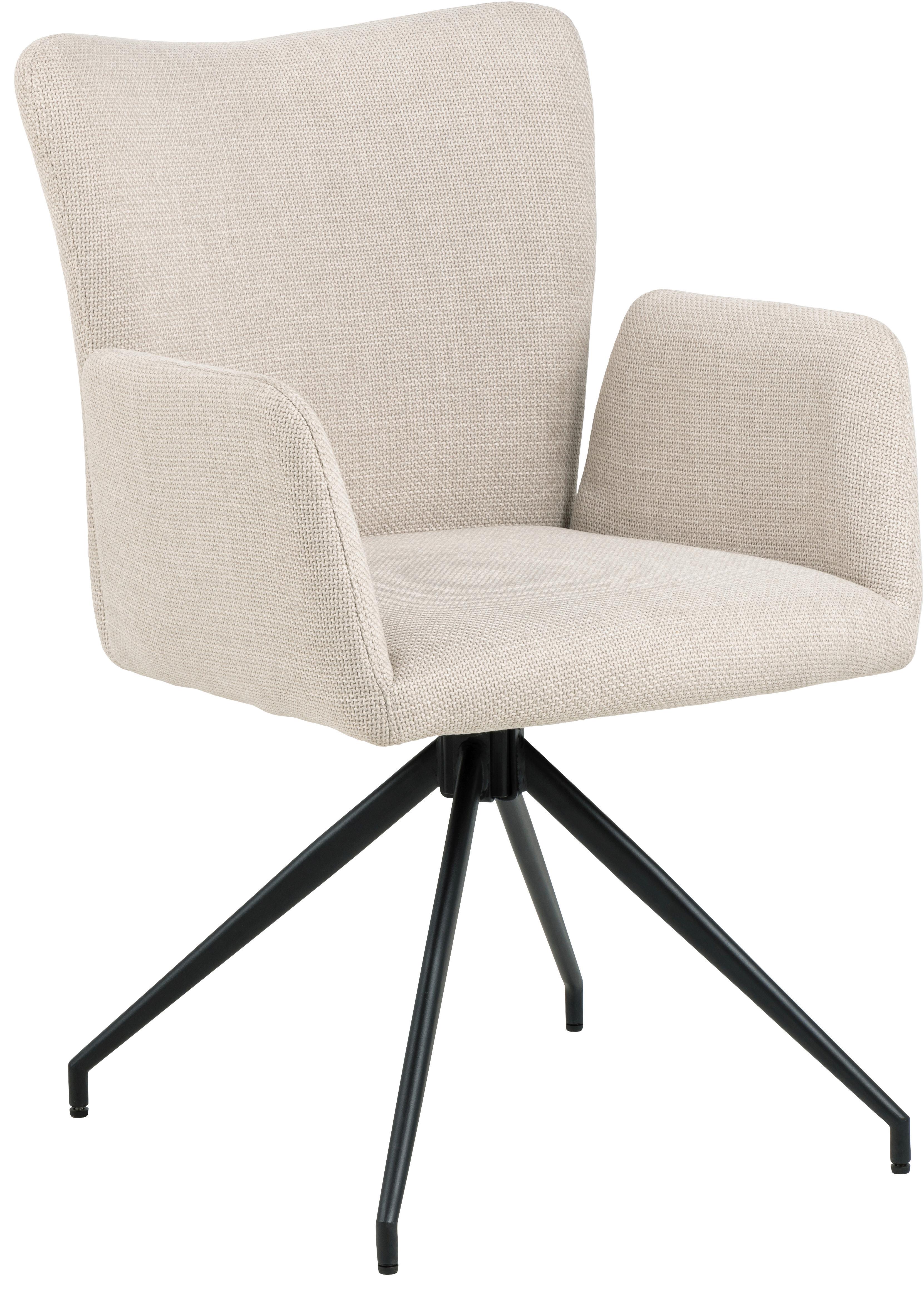 Armlehnstuhl Laura Beige Gepolstert - Beige/Schwarz, MODERN, Textil/Metall (57,5/86/61,5cm) - MID.YOU