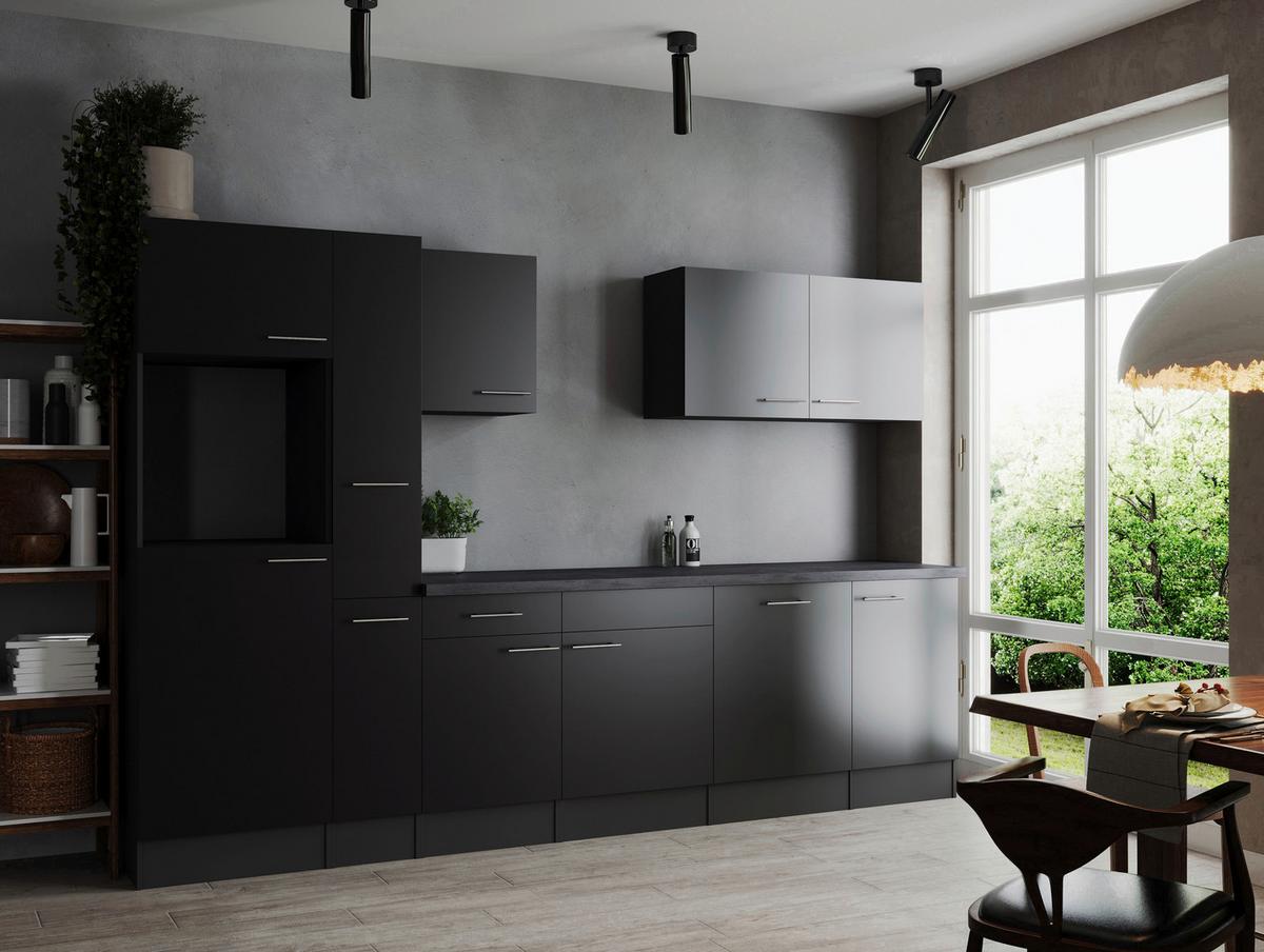 Küchenleerblock Oliver Grau, Schwarz B: 310 Cm - Schwarz/Grau, Design, Holzwerkstoff (310cm) - Respekta