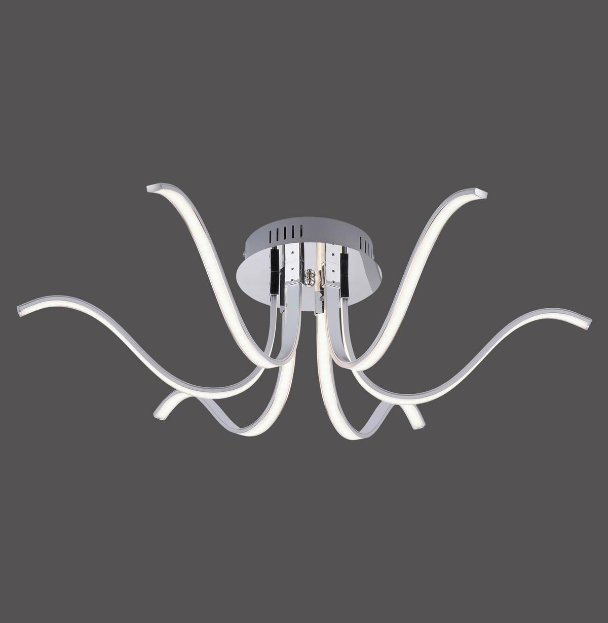 Deckenleuchte Valerie L: 67 cm 6-Flammig Geschwungen - Silberfarben, Design, Kunststoff/Metall (67/67/21cm)