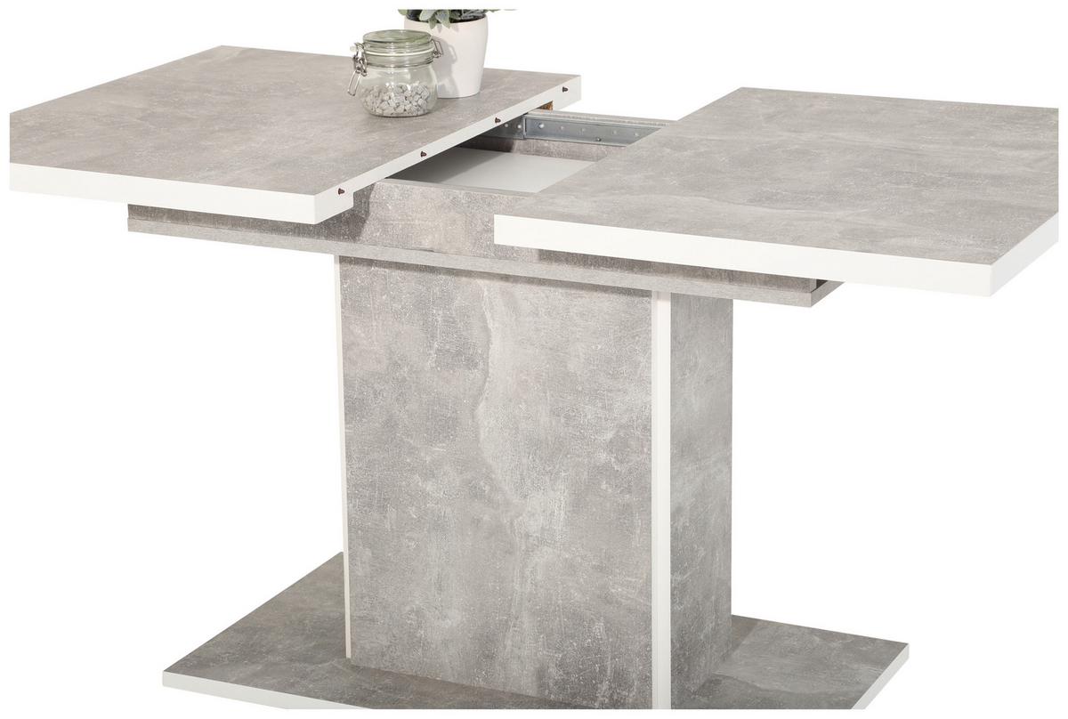 Esstisch Ausziehbar Alice Lxb: 120-160x80 Cm Betonoptik/weiß - Hellgrau, MODERN, Holzwerkstoff (120/80/76cm) - MID.YOU