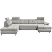 Sedací souprava ALBA U, levá, stříbrná, úl.prostor, lůžko - barvy stříbra, Moderní, textil/plast (233/349/177cm) - MID.YOU