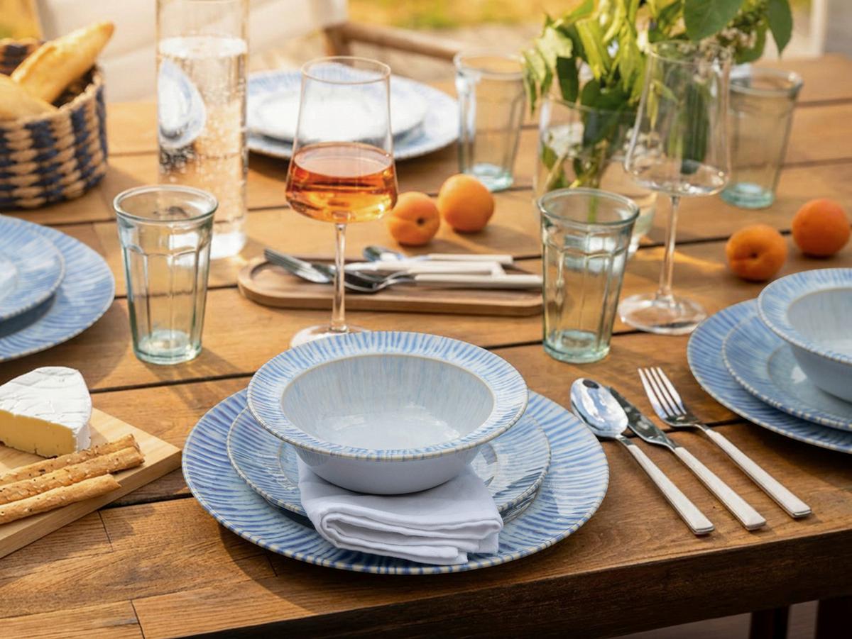 TAFELSERVICE Summertime Weiß Hellblau - Weiß/Hellblau, Design, Keramik - Creatable