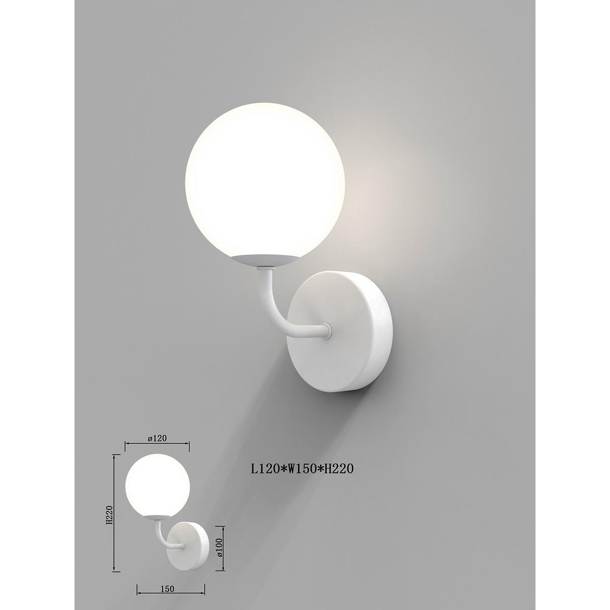Wandleuchte Sfera Weiß L: 12 cm - Weiß, KONVENTIONELL, Glas/Metall (12/10/21cm)