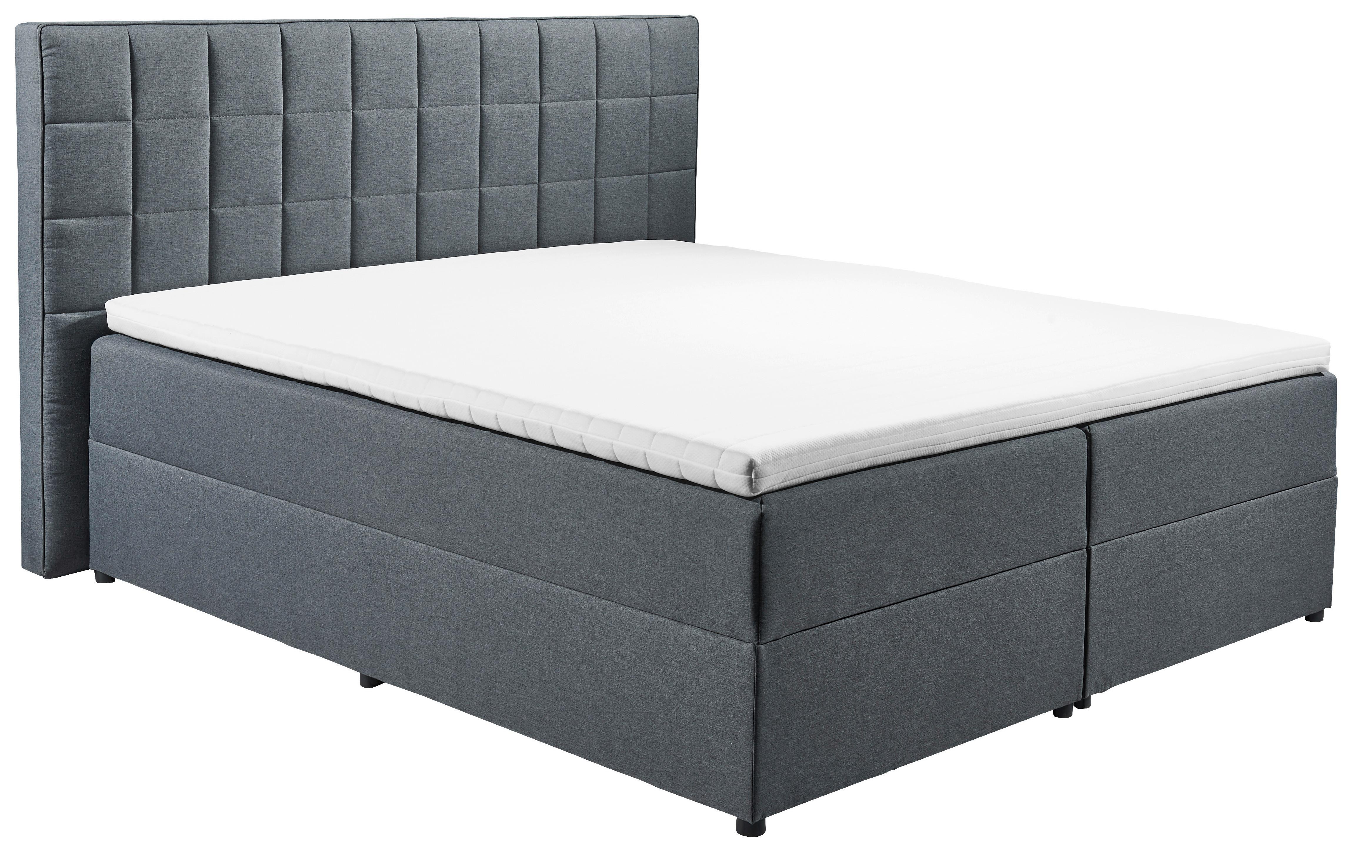 Polsterbett mit Topper + Bettkasten 180x200 Alaska Grau - Anthrazit, Basics, Holzwerkstoff/Textil (180/200cm) - MID.YOU