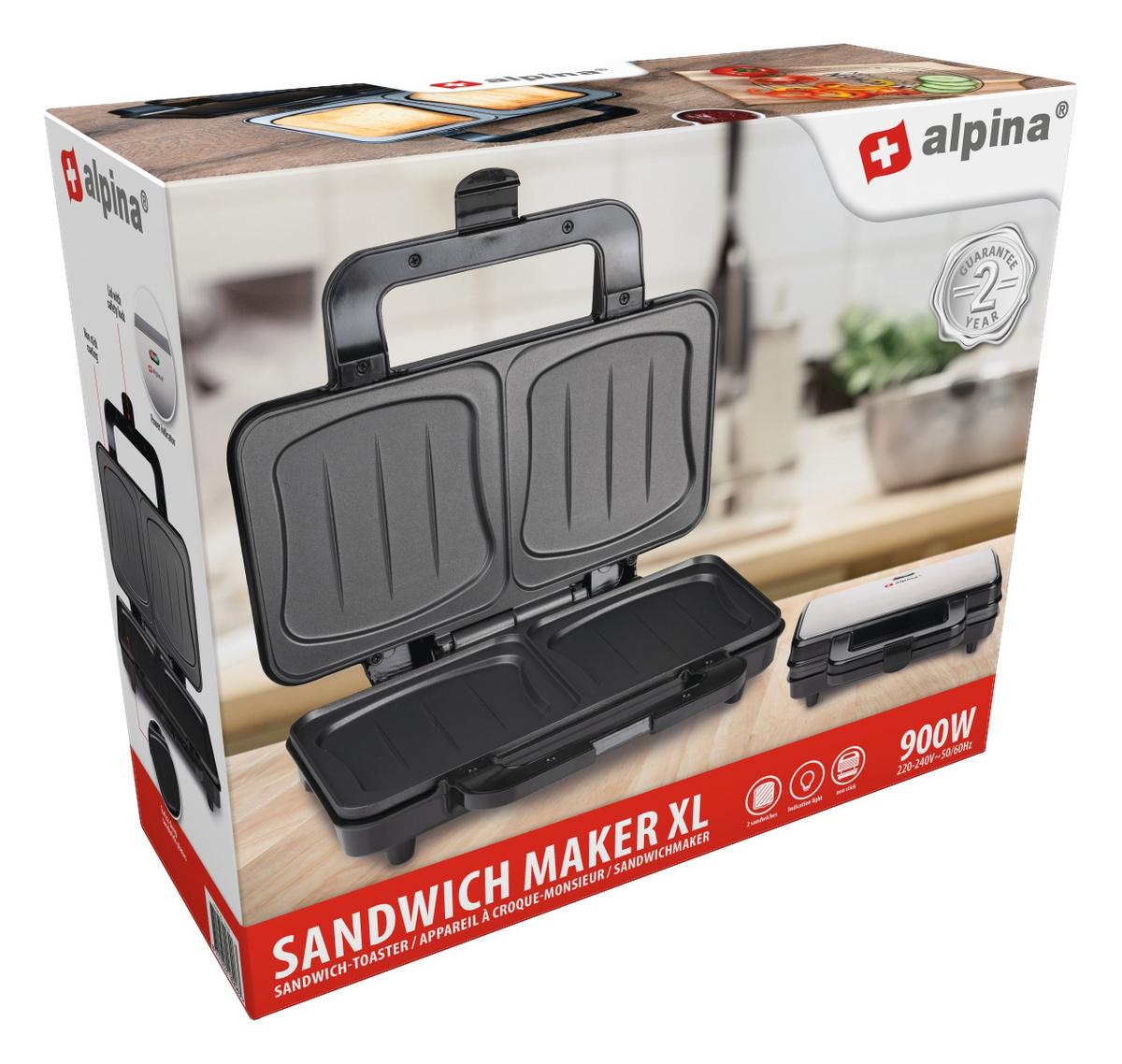 Sandwichmaker Edco Mit Kontrollleuchte - Edelstahlfarben/Schwarz, Basics, Metall - Alpina 6287