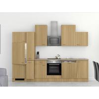 Küchenzeile Nano mit Geräten 310 cm Buche/Creme Dekor - Beige/Buchefarben, MODERN, Holzwerkstoff (310cm) - FlexWell