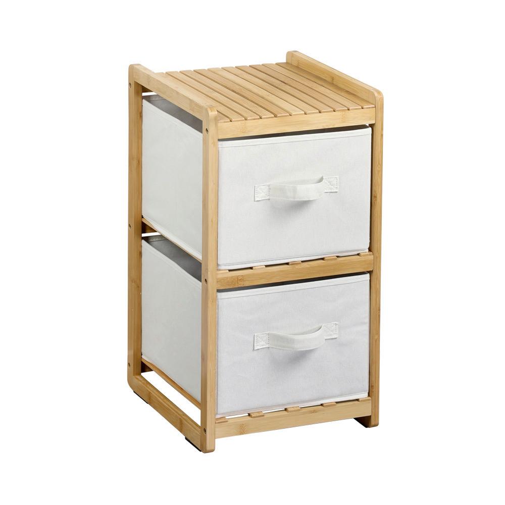 REGAL Bambus/Weiß B: 29,5cm - Naturfarben/Weiß, Basics, Naturmaterialien/Textil (29,5/57/33,5cm) - Kesper