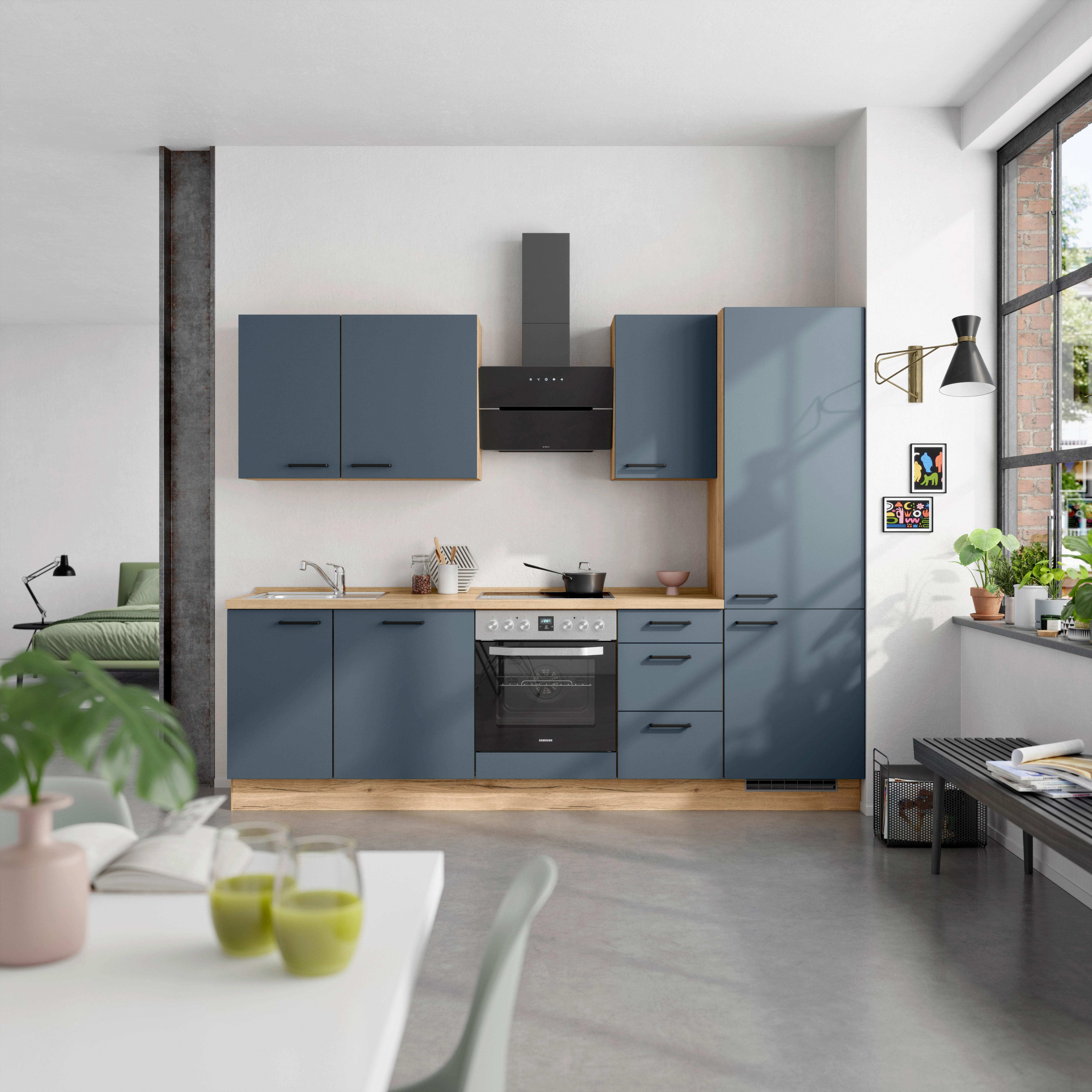 Küchenleerblock Easytouch High-Line, H6 Rechts - Blau/Eichefarben, MODERN, Holzwerkstoff (270cm) - Nobilia