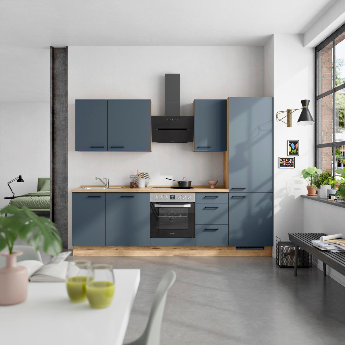 Küchenleerblock Easytouch High-Line, H6 Rechts - Blau/Eichefarben, MODERN, Holzwerkstoff (270cm) - Nobilia