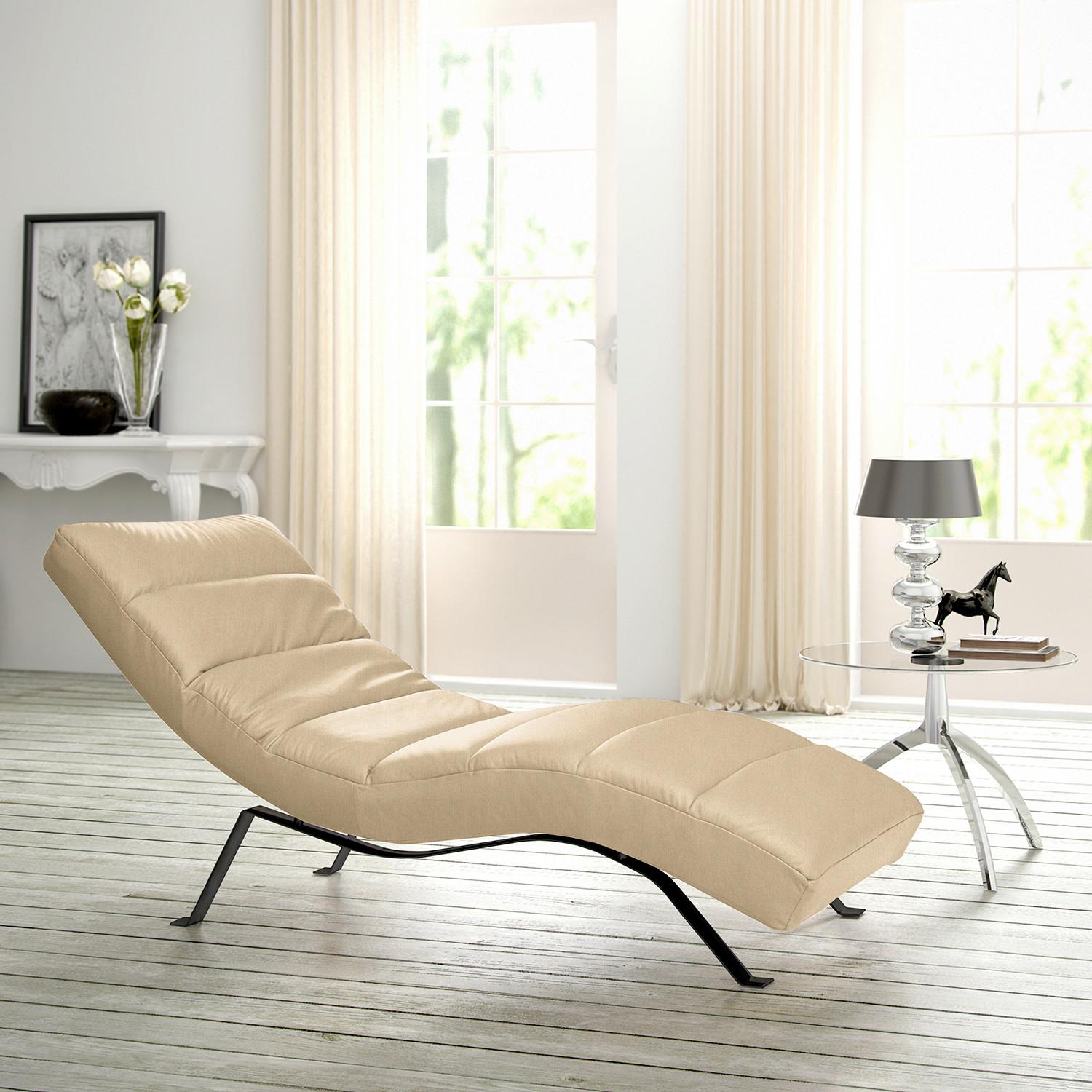 Relaxliege Swing Black Beige B: 65 Cm - Beige/Schwarz, Design, Leder (65/65-95/171cm) - Livetastic