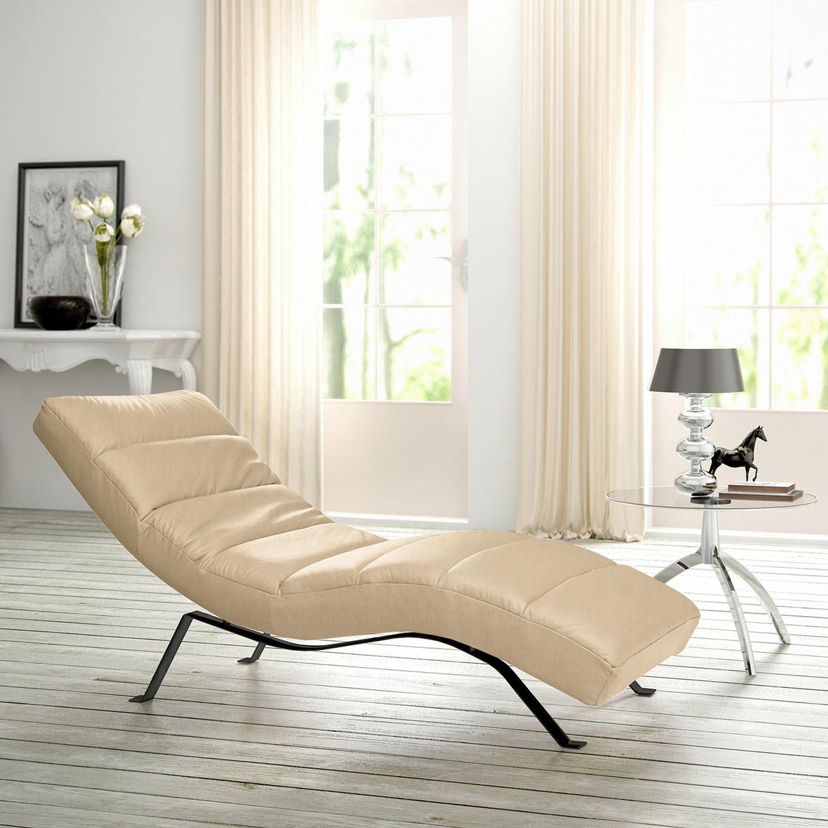 Relaxliege Swing Black Beige B: 65 Cm - Beige/Schwarz, Design, Leder (65/65-95/171cm) - Livetastic