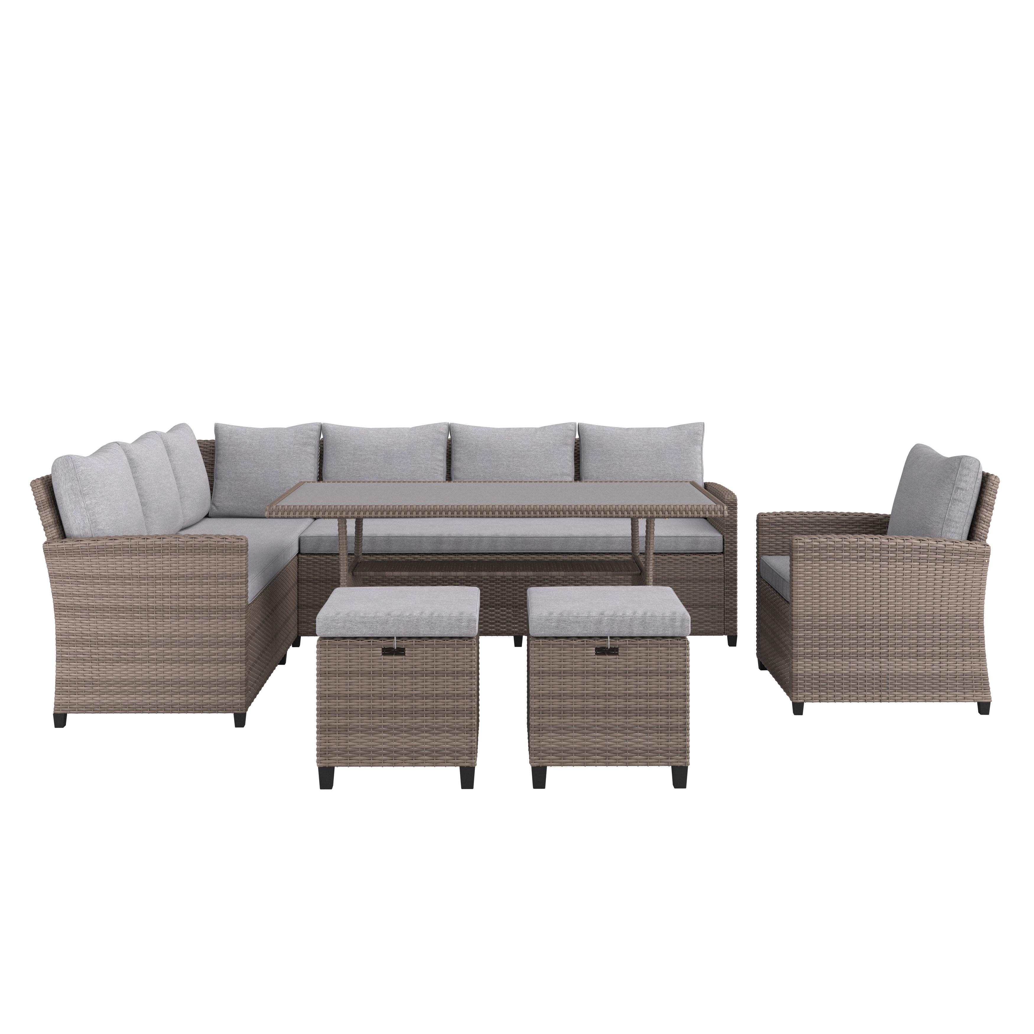 Loungegarnitur Porto New - Grau, MODERN, Kunststoff/Textil (175/232cm) - Beldano