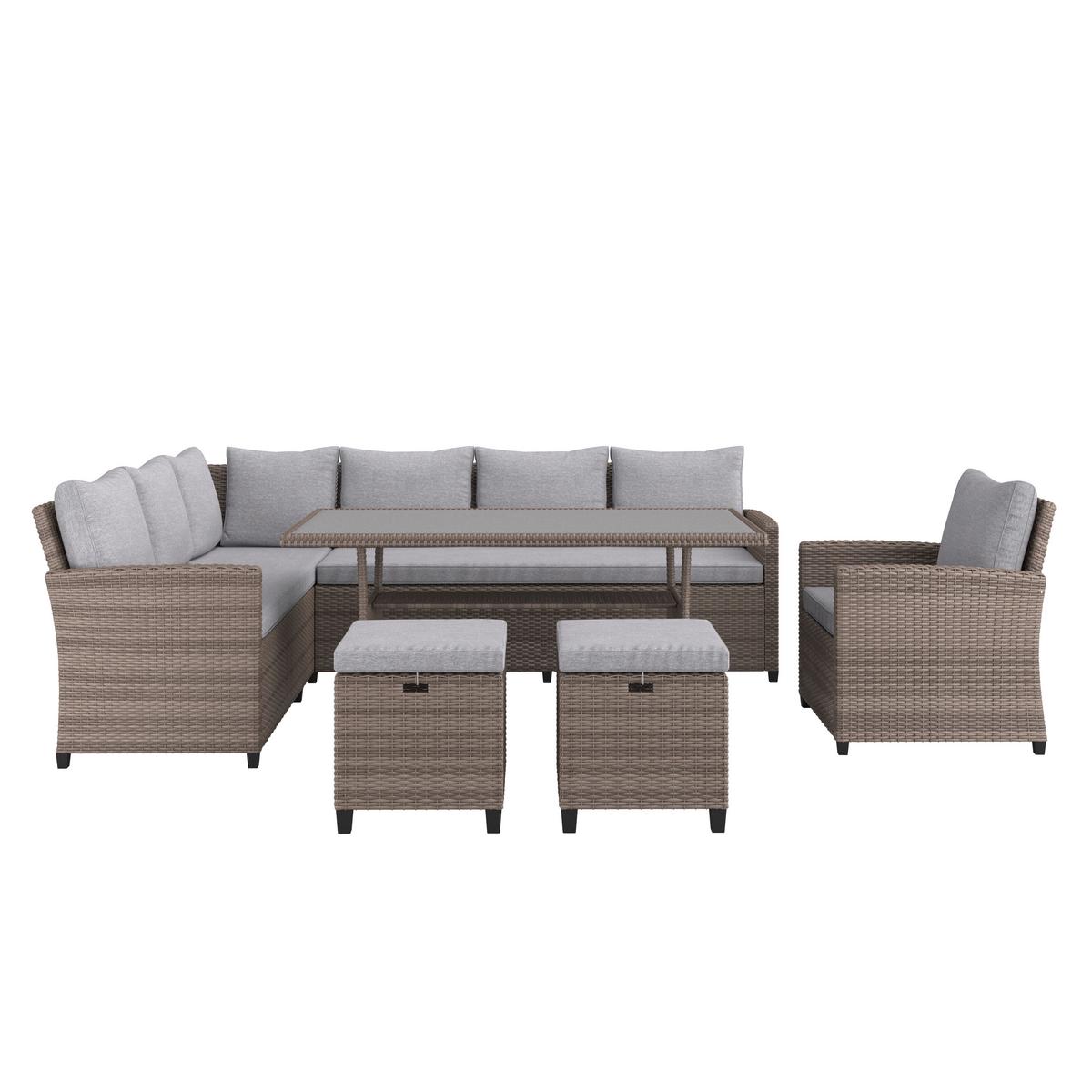 Lounge-garnitúra Porto  New - szürke, Modern, műanyag/textil (175/232cm) - Beldano