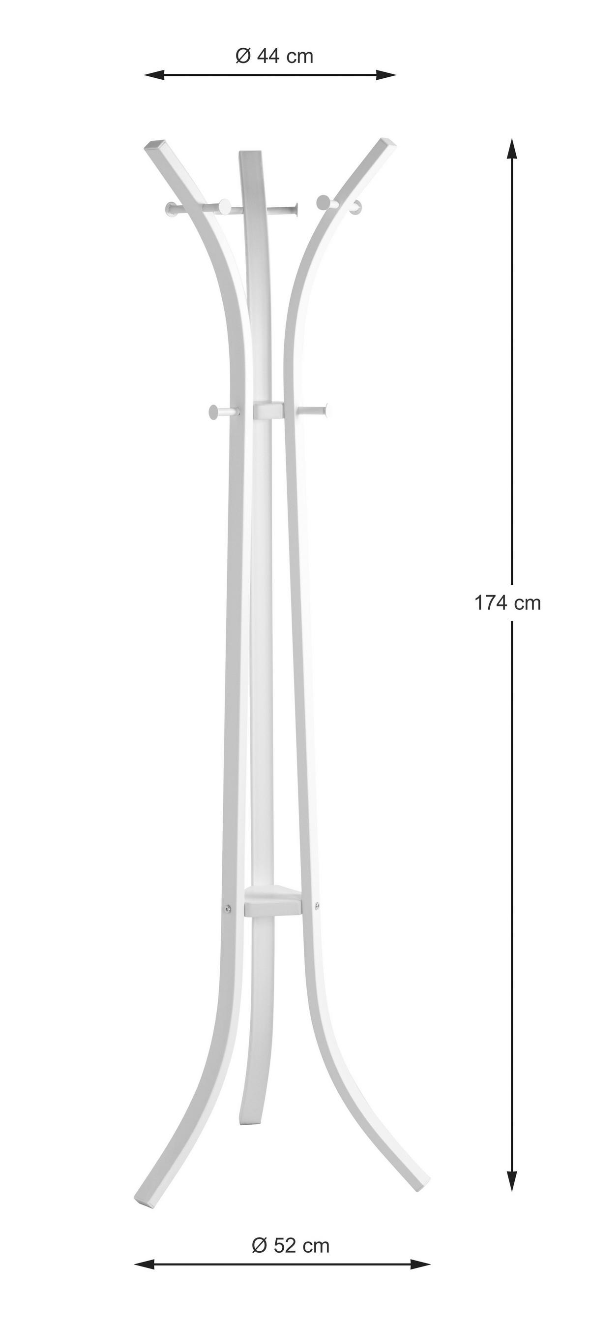 Kleiderständer 25388 Weiß Stahl 9 Haken H: 177 cm - Weiß, Basics, Metall (45/177/45cm)