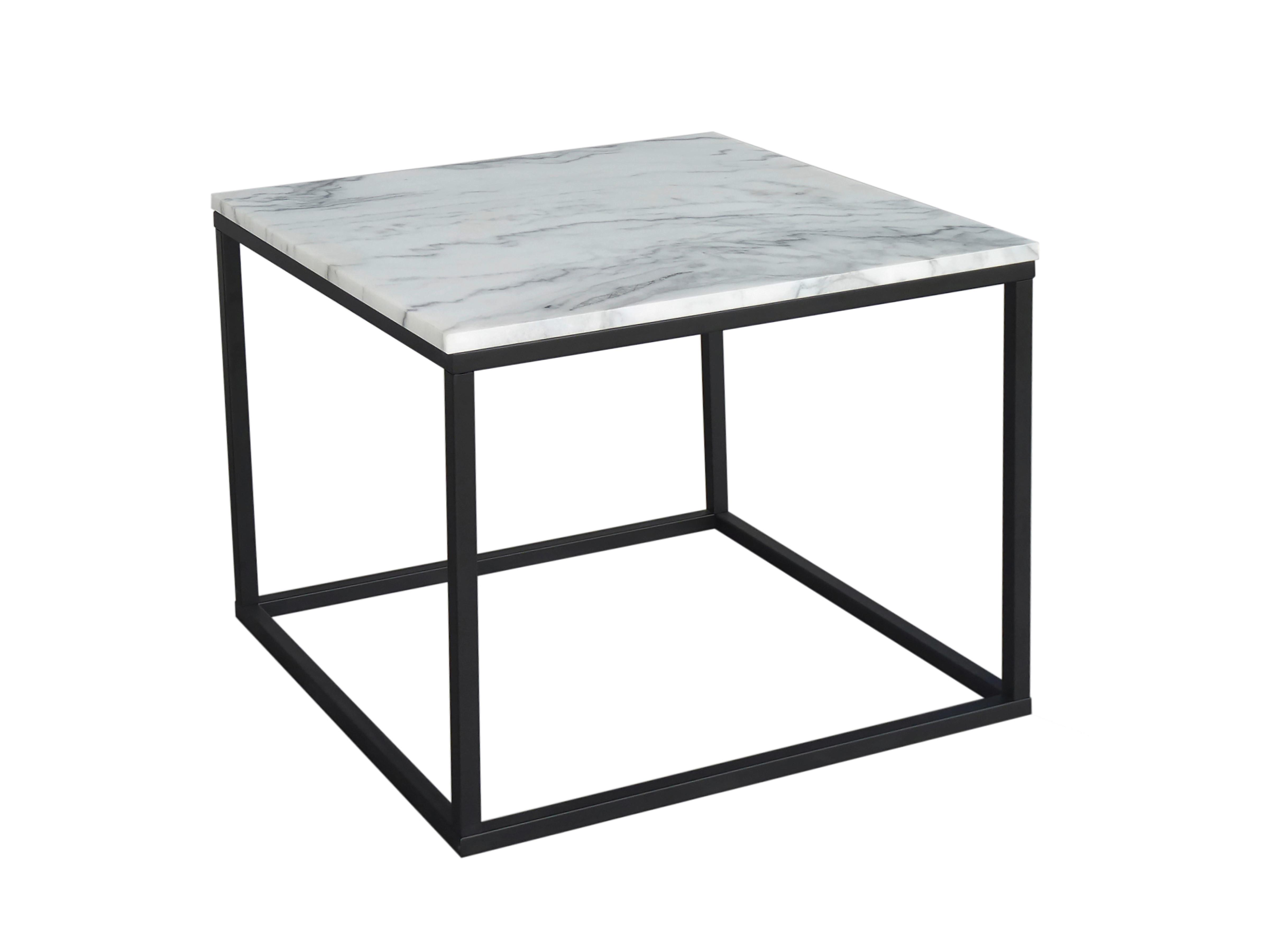COUCHTISCH Marmor B: 60cm - Schwarz/Weiß, Design, Stein/Metall (60/60/50cm) - MID.YOU
