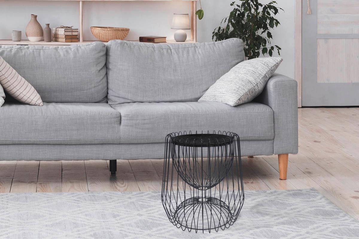 Beistelltisch Malibu Schwarz - Schwarz, Basics, Stein/Metall (50/50/51cm) - Kayoom