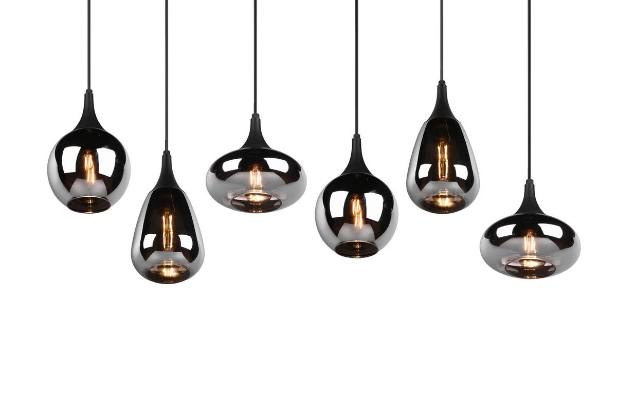 Hängeleuchte 317000632 Lumina - Chromfarben/Schwarz, Design, Glas/Metall (93,8/34,5/150cm) - Trio Leuchten