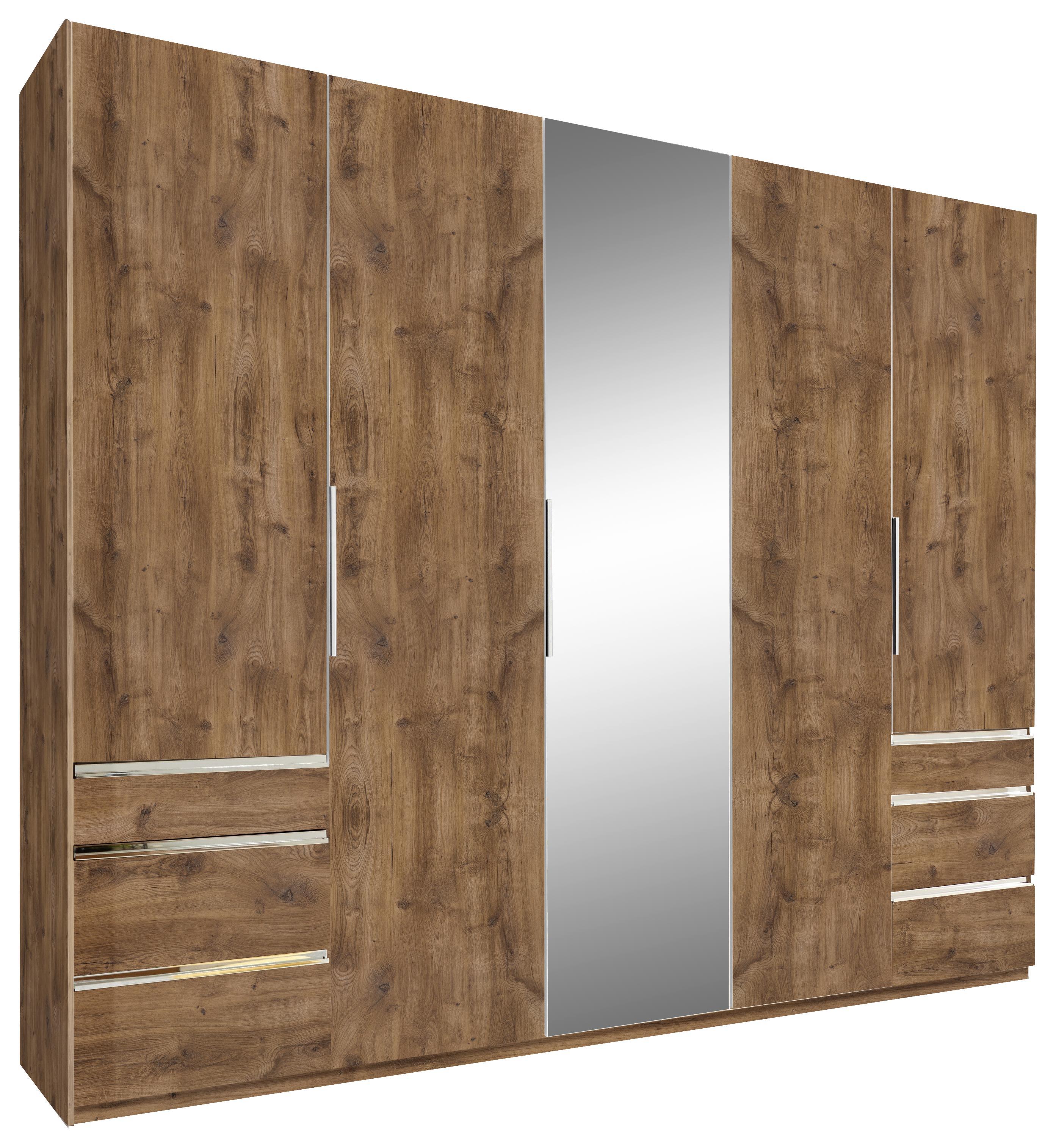 Drehtürenschrank Level 36a B:250cm Plankeneiche Dekor - Eichefarben, MODERN, Glas/Holzwerkstoff (250/216/58cm)