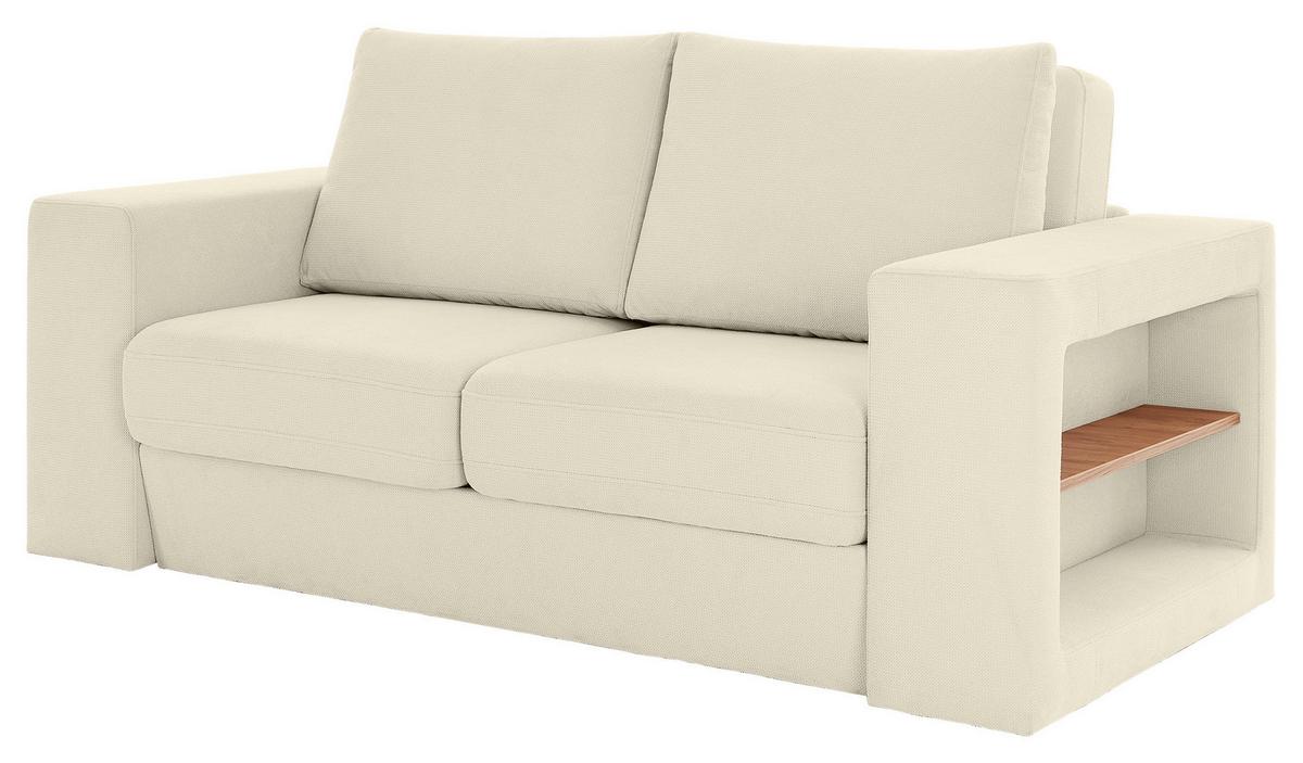 2,5-Sitzer-Sofa Looks Mit Hocker In Creme Beine Eiche - Eichefarben/Creme, Design, Textil (192/96/107cm) - LOOKS by W.Joop