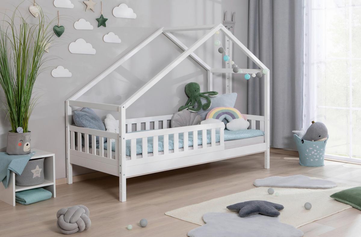 Hausbett Lou Weiß B: 90 Cm - Weiß/Naturfarben, MODERN, Holz (90/200cm) - MID.YOU