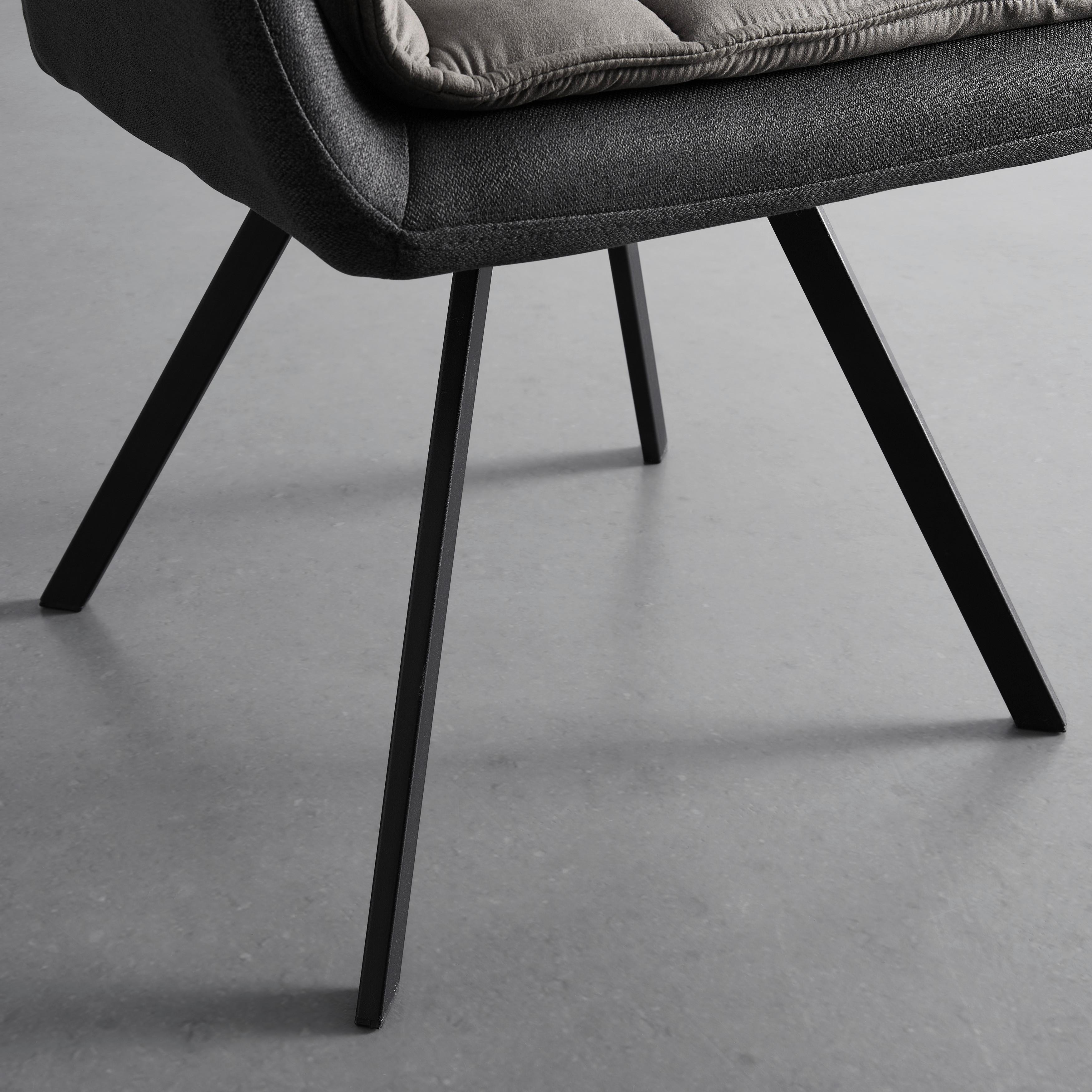 Stolička s podrúčkami BILLY tmavosivá - čierna/sivá, Modern, kov/textil (62/85/62cm) - P & B