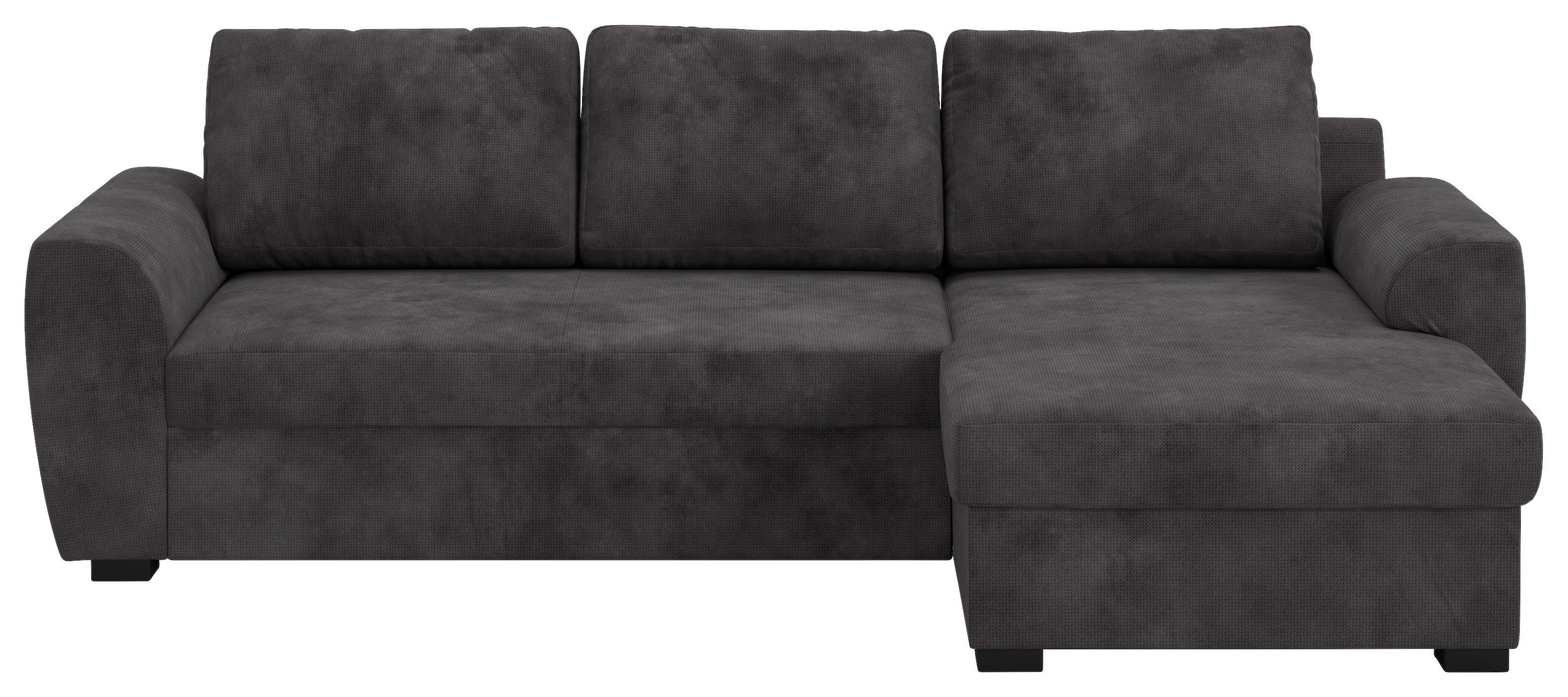 Ecksofa mit Bettfunktion Mikrofaser schwarz, B: 253cm - Schwarz, Trend, Textil (253/154cm) - MID.YOU