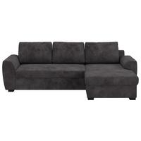 Ecksofa mit Bettfunktion Mikrofaser schwarz, B: 253cm - Schwarz, Trend, Textil (253/154cm) - MID.YOU