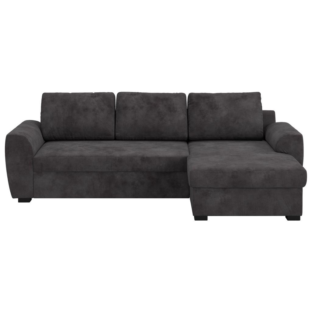 Ecksofa mit Bettfunktion Chenille schwarz, B: 253cm