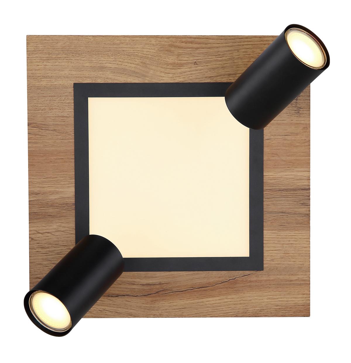 LED-Deckenleuchte L: 30 cm, 3-Flammig, Stufenschalter - Opal/Schwarz, Design, Holzwerkstoff/Kunststoff (30/30/18cm) - Globo