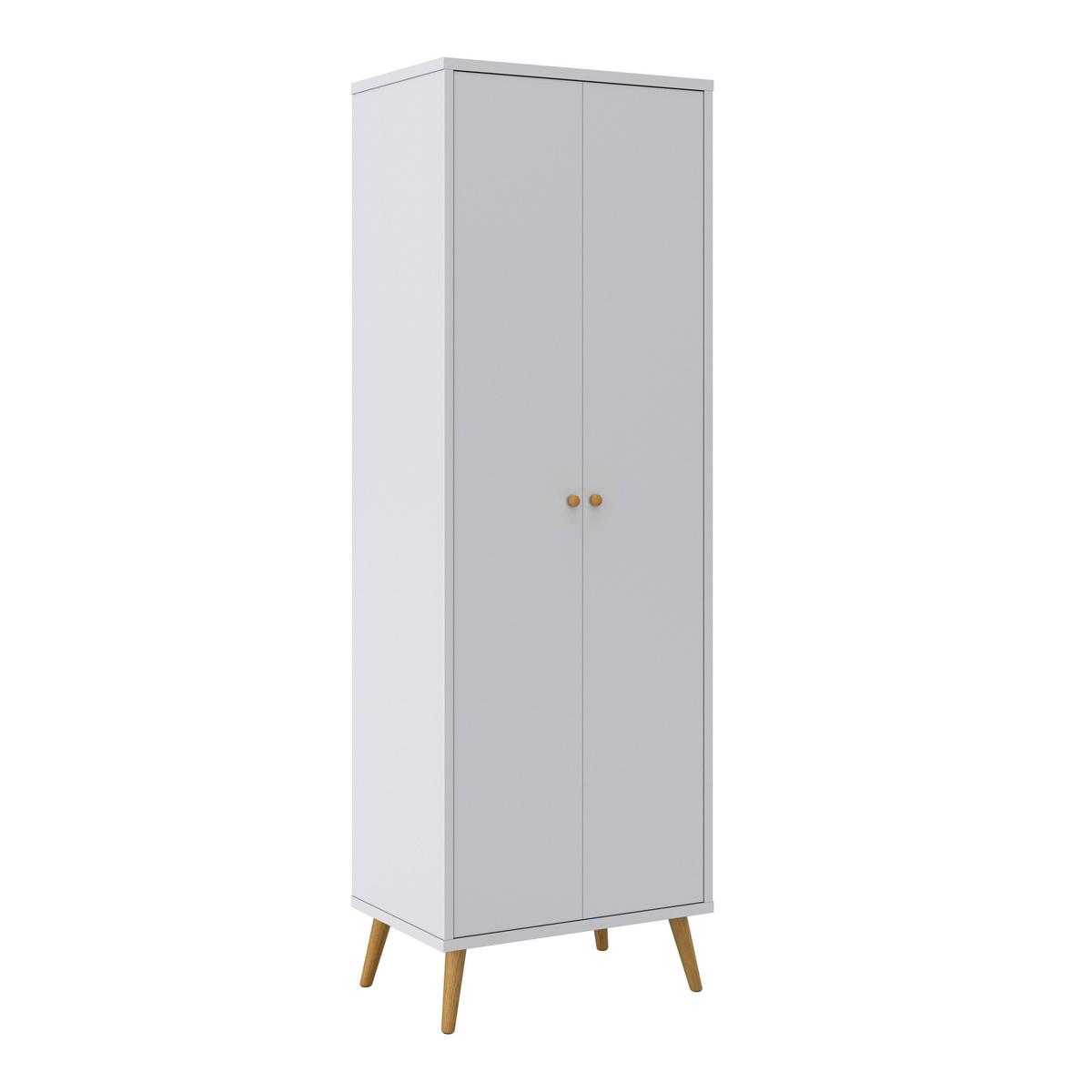 Šatní skříň LUDO bílá - bílá/přírodní barvy, Moderní, kov/dřevo (60/180/40cm) - Bessagi Home
