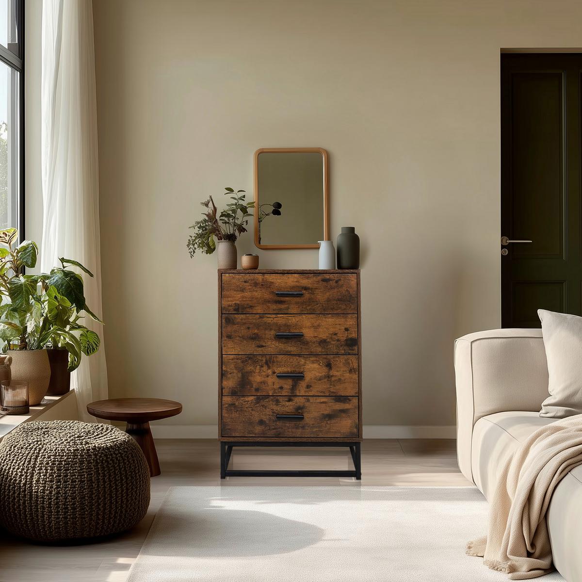 Kommode Vinstra Braun/schwarz B: 60 Cm - Schwarz/Braun, MODERN, Holzwerkstoff (60/83,5/38,5cm) - MID.YOU