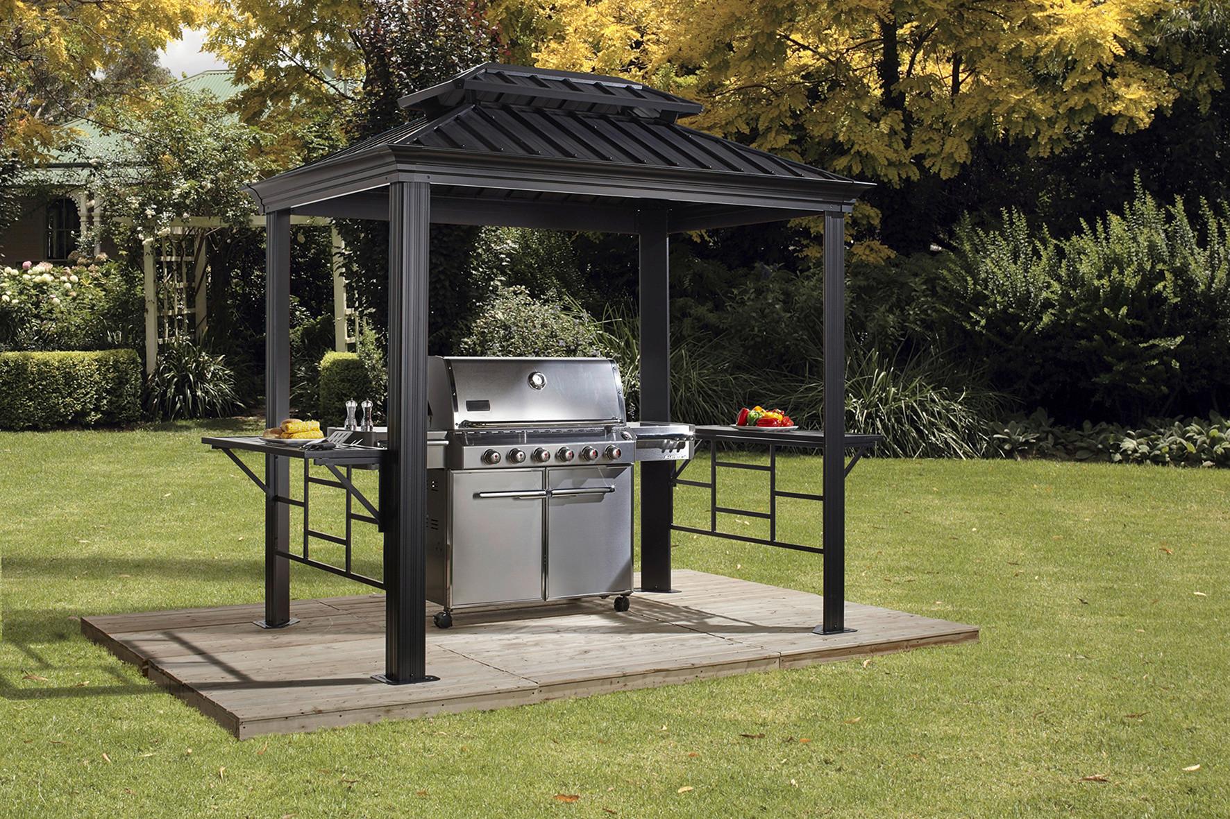 Pavillon Messina Bbq 292x262x 179cm Wetterfest, Gartenpav. - Anthrazit, Basics, Metall (292/262/179cm)