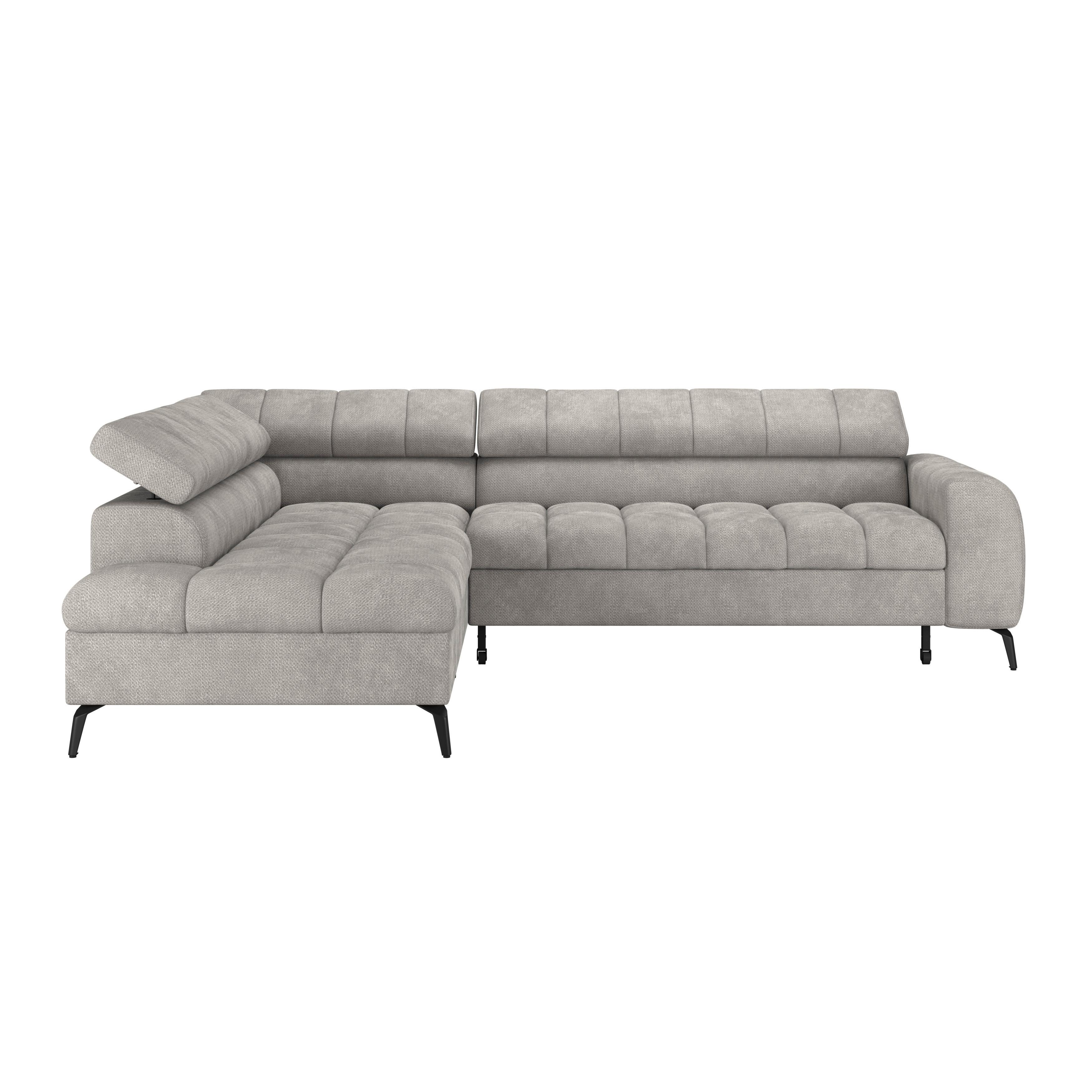 Ecksofa Volf Links New Hellgr. mit Schlaffunktion, 203x261 cm - Hellgrau/Schwarz, Trend, Textil (203/261cm)