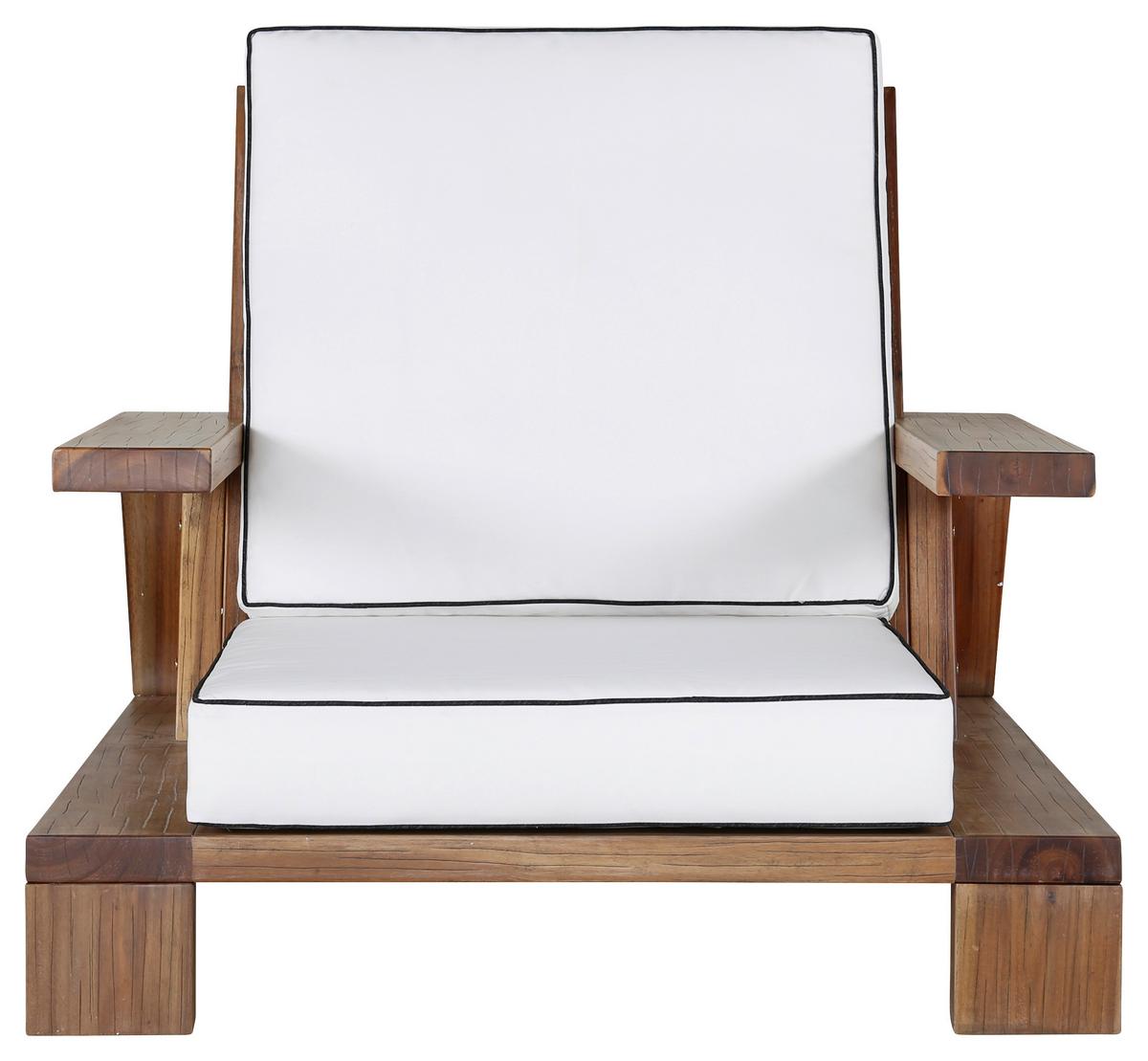 Loungesessel Daria - Weiß/Akaziefarben, KONVENTIONELL, Holz (100/70/92cm) - Gardenson