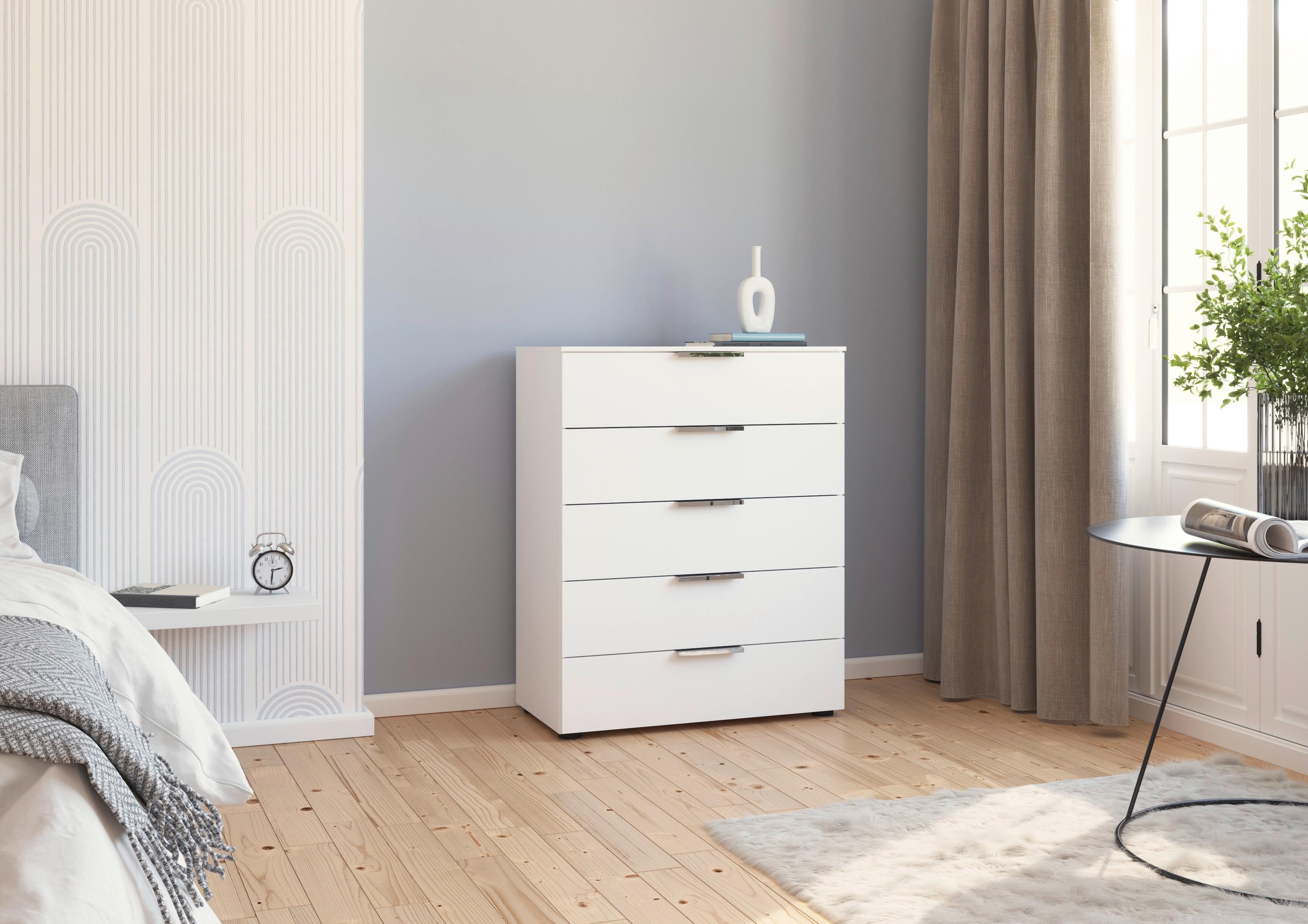 Kommode 80 Cm Flipp Weiß/chromfarben - Chromfarben/Schwarz, MODERN, Holzwerkstoff (80/100/42cm) - Rauch Möbel