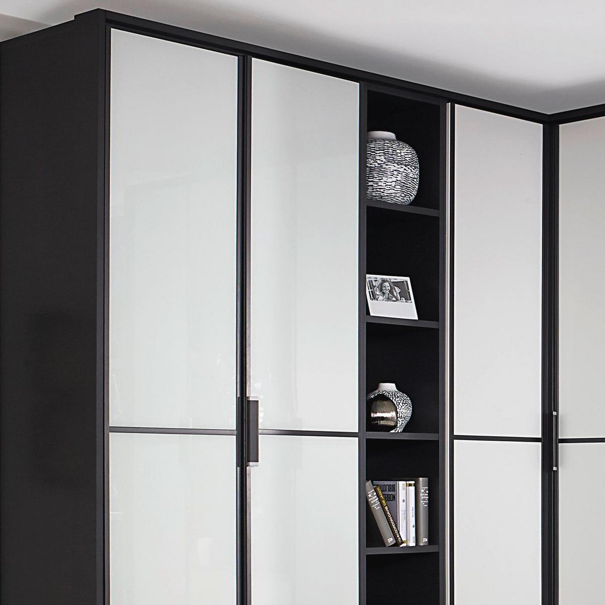 Eckschrank Mit Spiegel + Laden 224x314 cm Anthrazit/Weiß - Weiß/Grau, Design, Holzwerkstoff (224/314cm) - Rauch Möbel